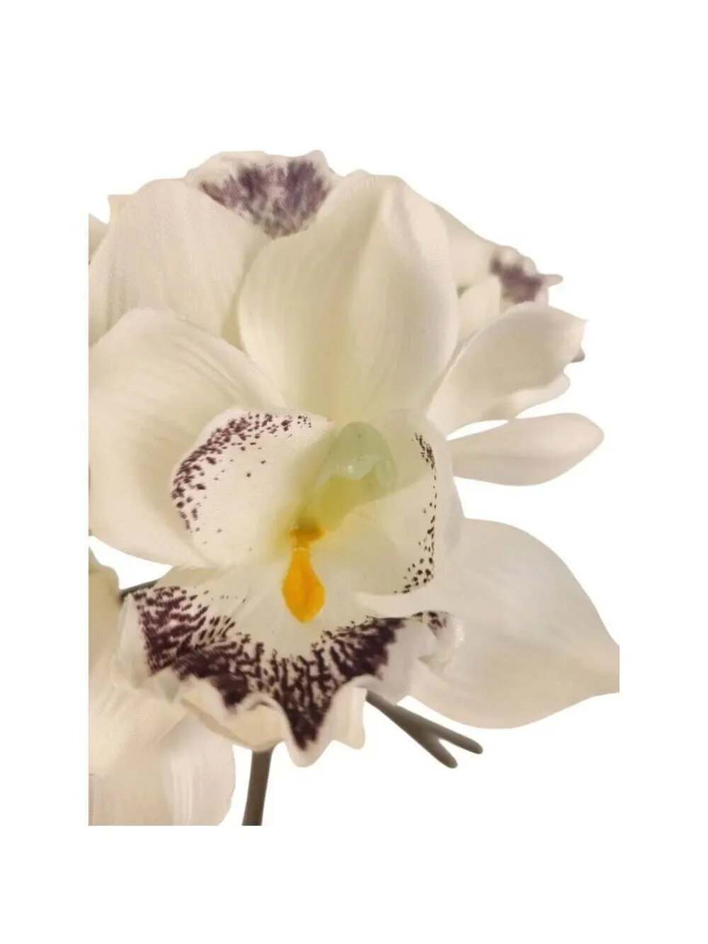Ivory Cymbidium Orchid Artificial Flowers 7 Stem Bundle, Faux Orchid Wedding Flo